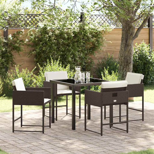 Garten Essgruppe mit Kissen 5 pcs Braun Poly Rattan