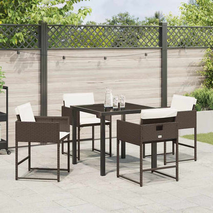 Garten Essgruppe mit Kissen 5 pcs Braun Poly Rattan
