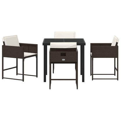 Garten Essgruppe mit Kissen 5 pcs Braun Poly Rattan