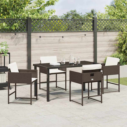 Garten Essgruppe mit Kissen 5 pcs Braun Poly Rattan