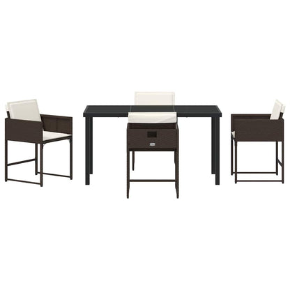 Garten Essgruppe mit Kissen 5 pcs Braun Poly Rattan