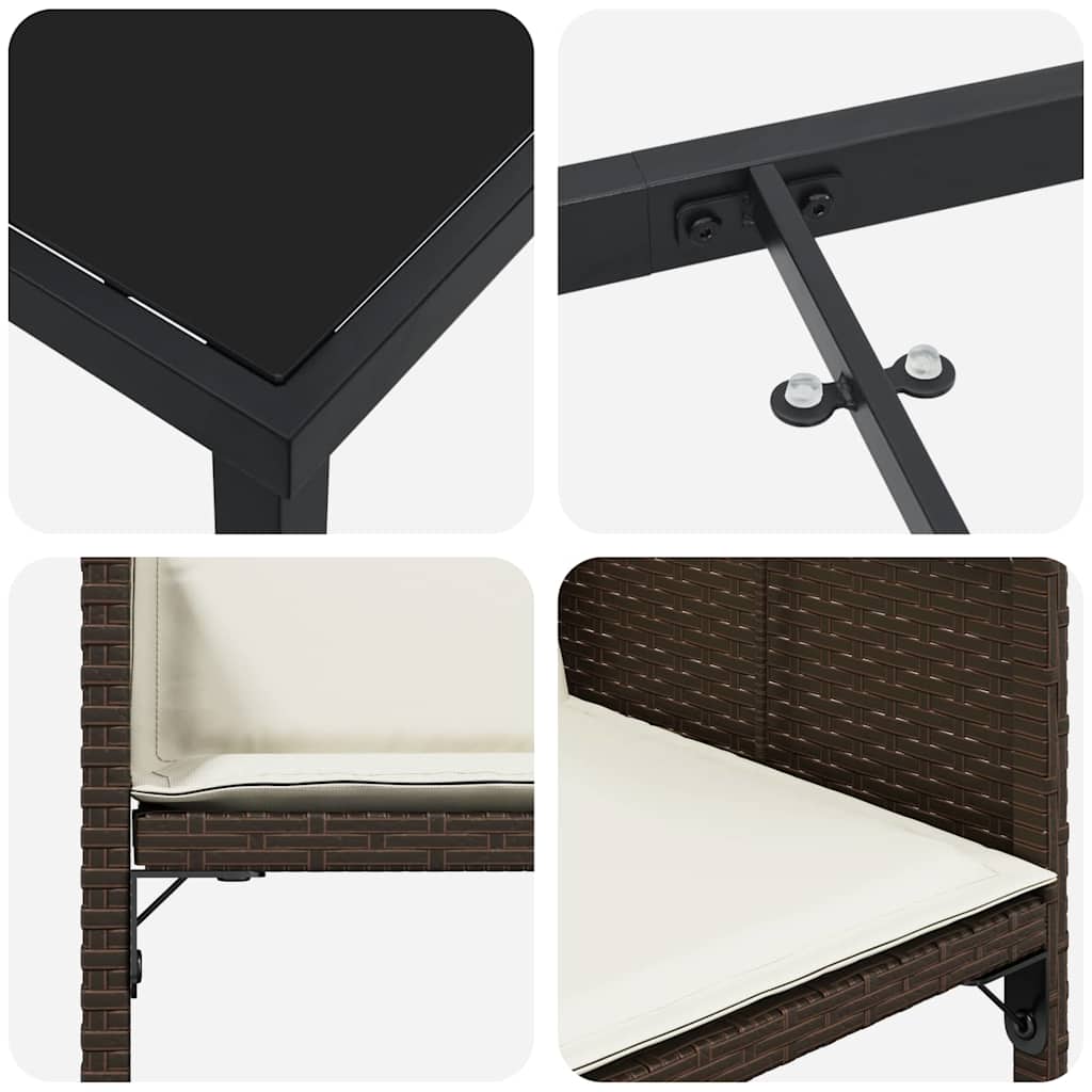 Garten Essgruppe mit Kissen 5 pcs Braun Poly Rattan