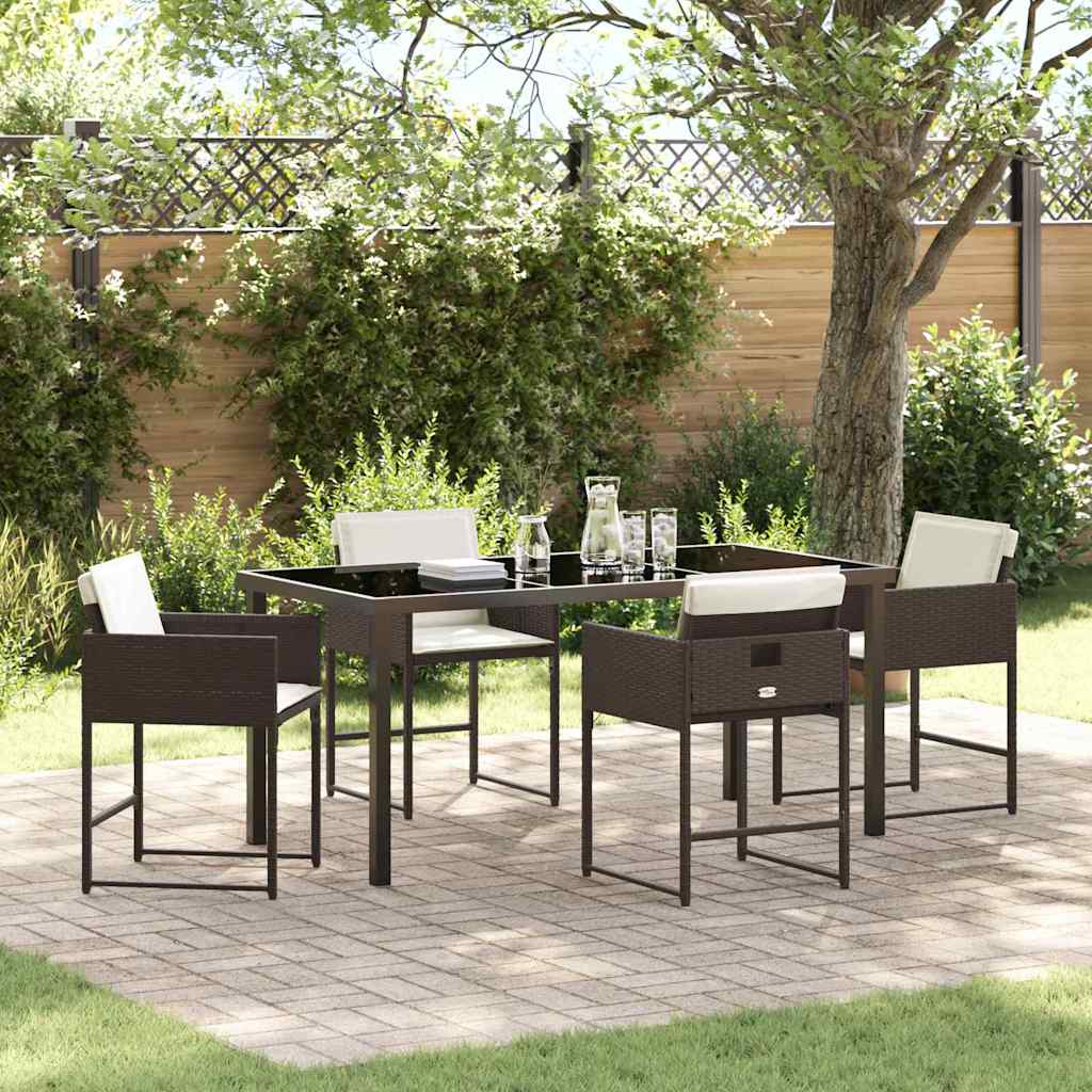 Garten Essgruppe mit Kissen 5 pcs Braun Poly Rattan