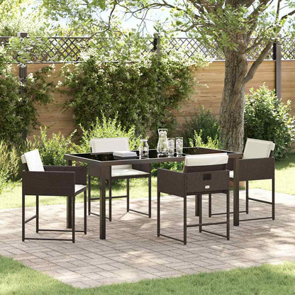 Garten Essgruppe mit Kissen 5 pcs Braun Poly Rattan