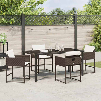 Garten Essgruppe mit Kissen 5 pcs Braun Poly Rattan