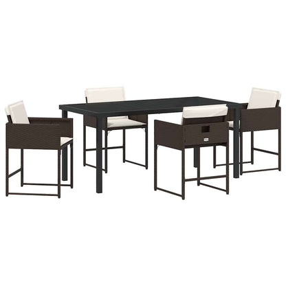 Garten Essgruppe mit Kissen 5 pcs Braun Poly Rattan