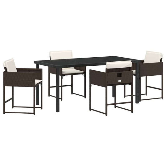 Garten Essgruppe mit Kissen 5 pcs Braun Poly Rattan