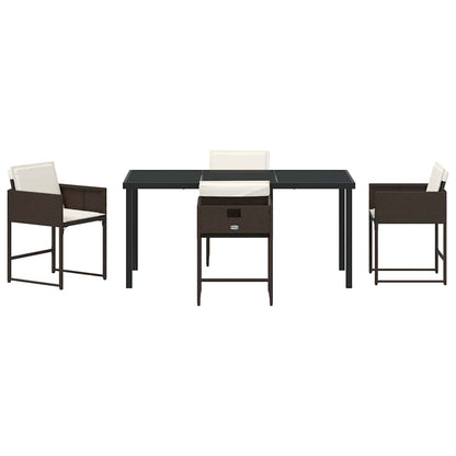 Garten Essgruppe mit Kissen 5 pcs Braun Poly Rattan