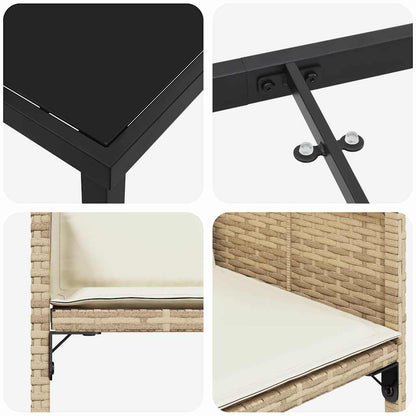 Garten Essgruppe mit Kissen 5 pcs Beige Poly Rattan