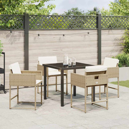 Garten Essgruppe mit Kissen 5 pcs Beige Poly Rattan