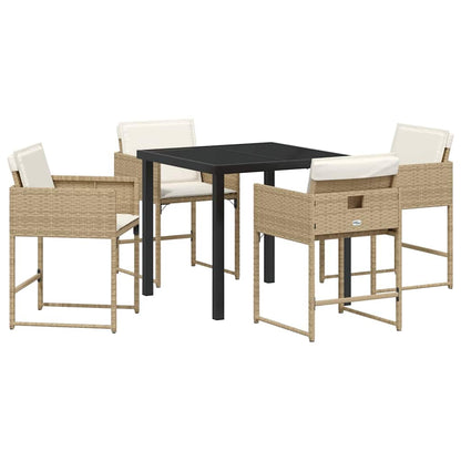 Garten Essgruppe mit Kissen 5 pcs Beige Poly Rattan