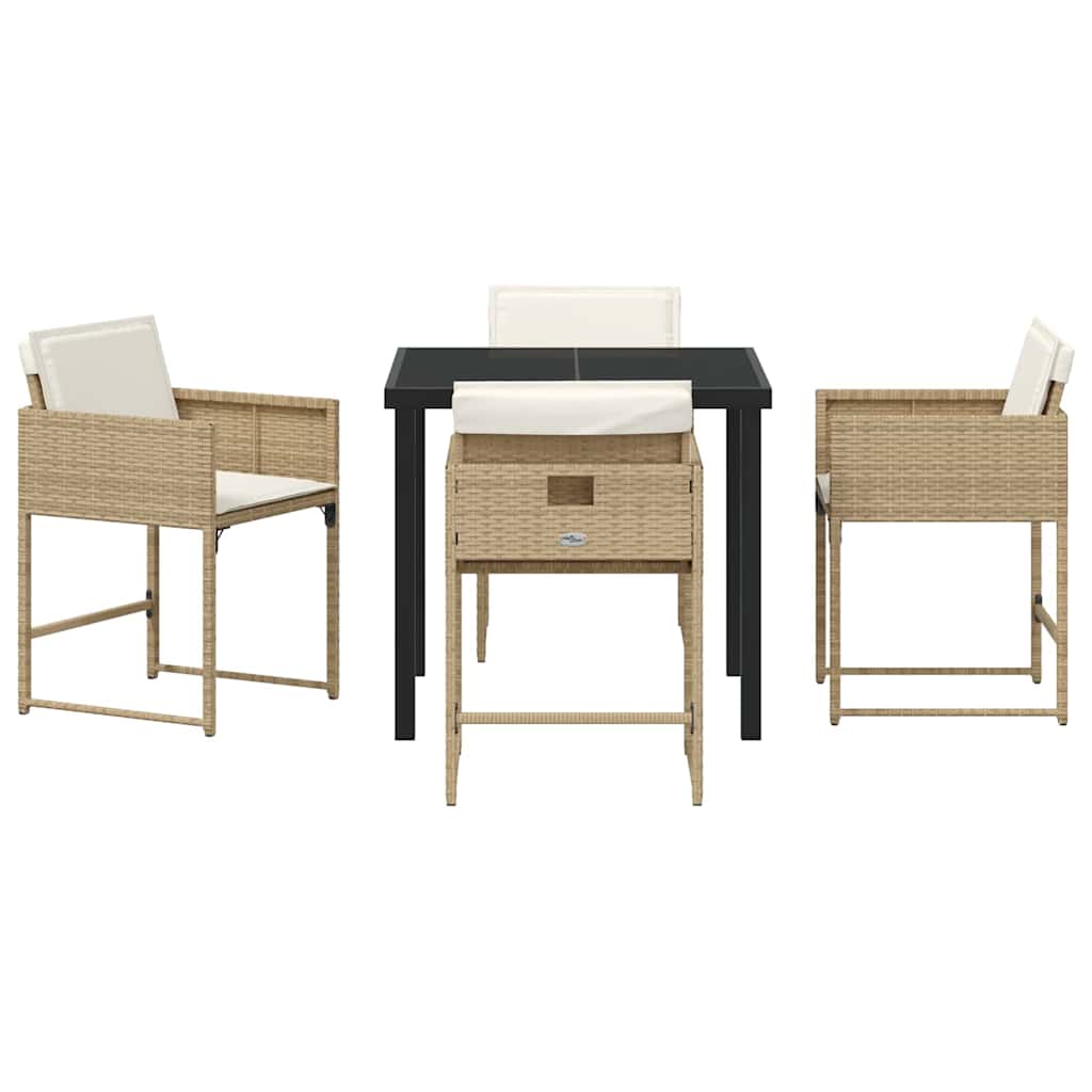 Garten Essgruppe mit Kissen 5 pcs Beige Poly Rattan