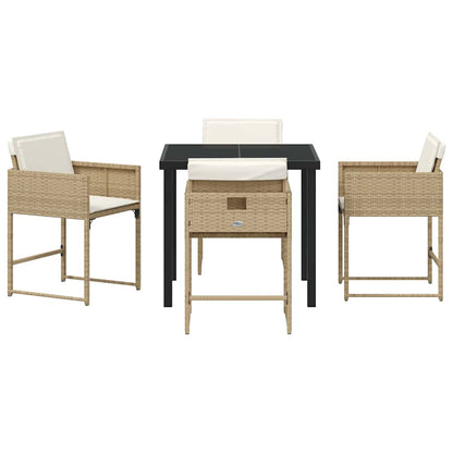 Garten Essgruppe mit Kissen 5 pcs Beige Poly Rattan