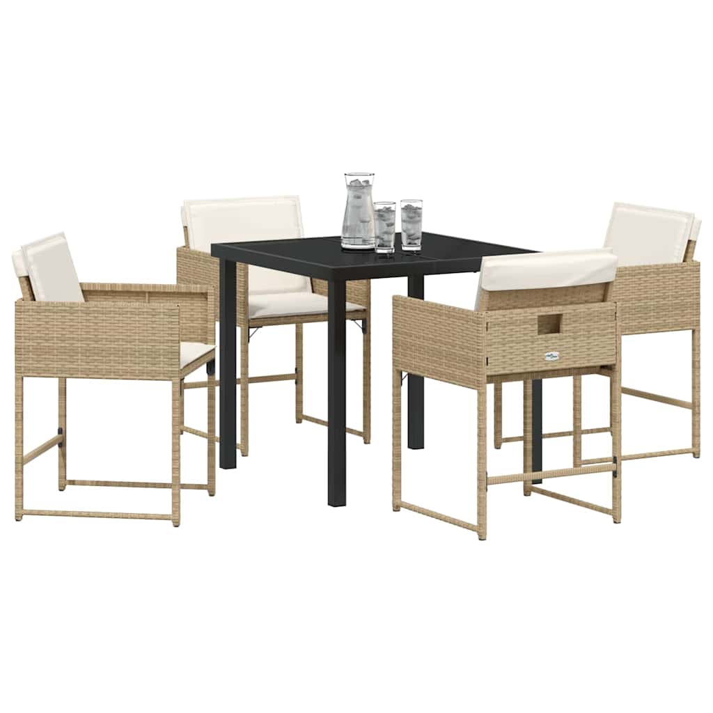 Garten Essgruppe mit Kissen 5 pcs Beige Poly Rattan