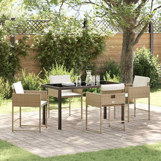 Garten Essgruppe mit Kissen 5 pcs Beige Poly Rattan