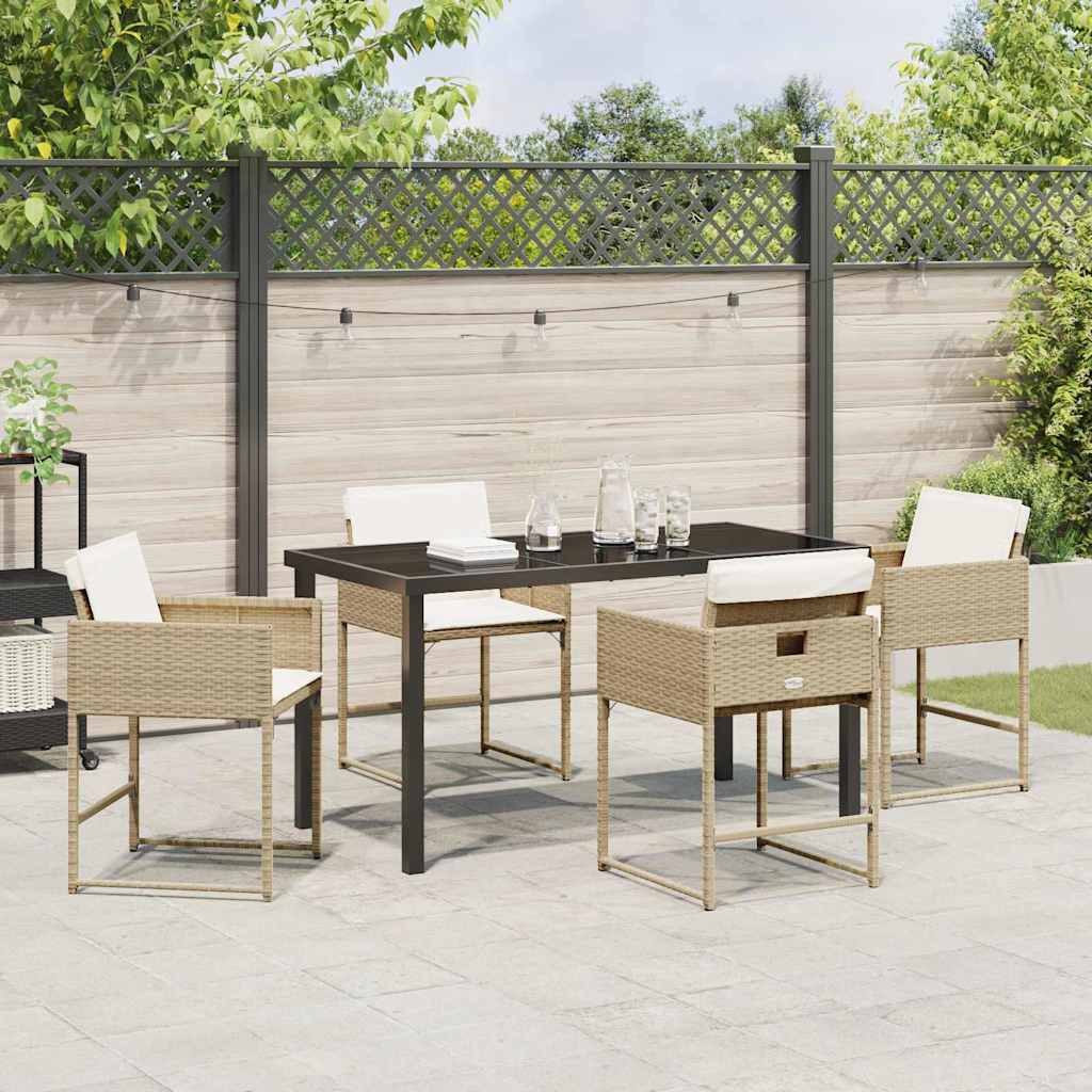 Garten Essgruppe mit Kissen 5 pcs Beige Poly Rattan