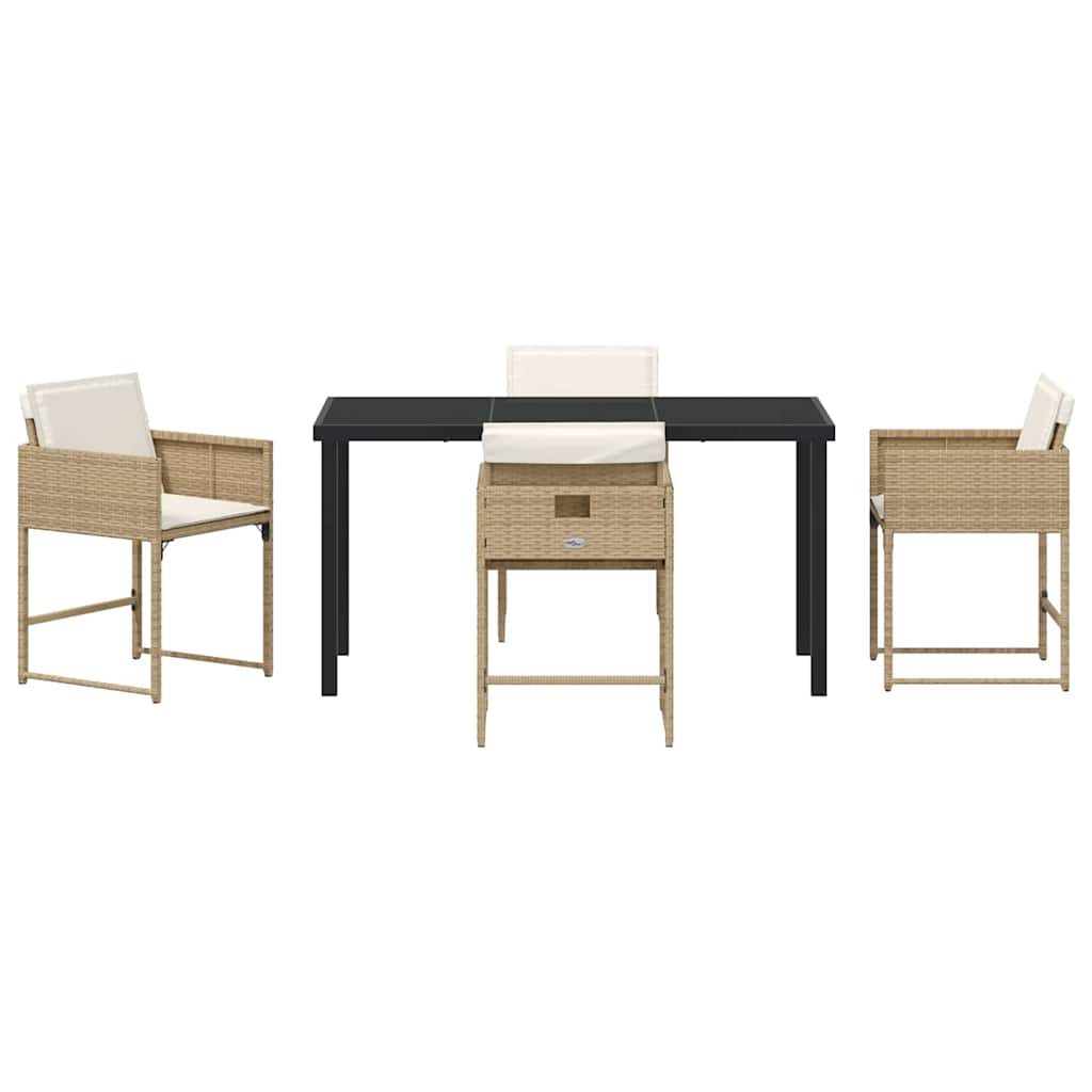 Garten Essgruppe mit Kissen 5 pcs Beige Poly Rattan
