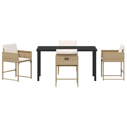 Garten Essgruppe mit Kissen 5 pcs Beige Poly Rattan