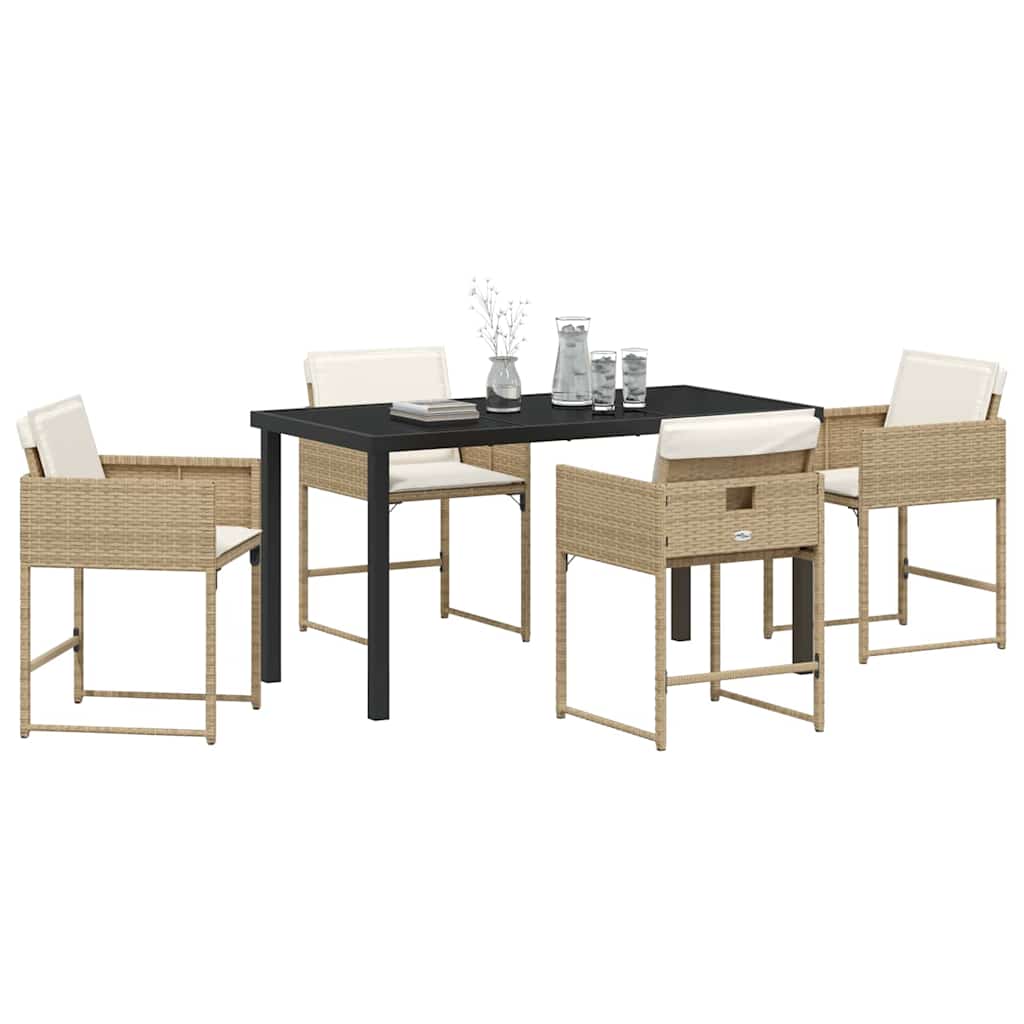 Garten Essgruppe mit Kissen 5 pcs Beige Poly Rattan