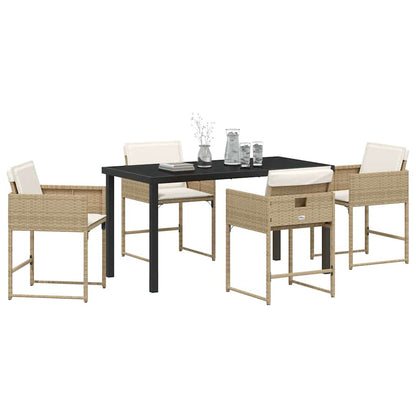 Garten Essgruppe mit Kissen 5 pcs Beige Poly Rattan