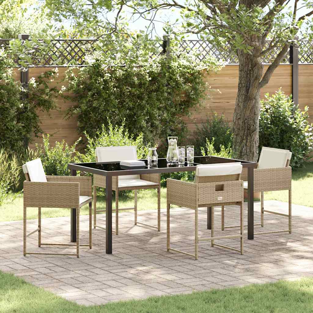 Garten Essgruppe mit Kissen 5 pcs Beige Poly Rattan