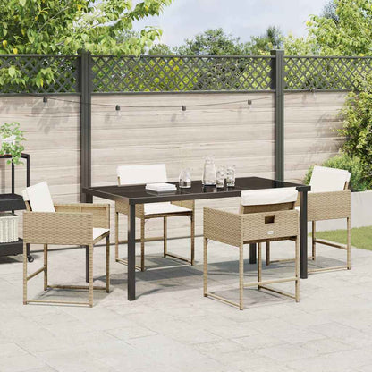 Garten Essgruppe mit Kissen 5 pcs Beige Poly Rattan