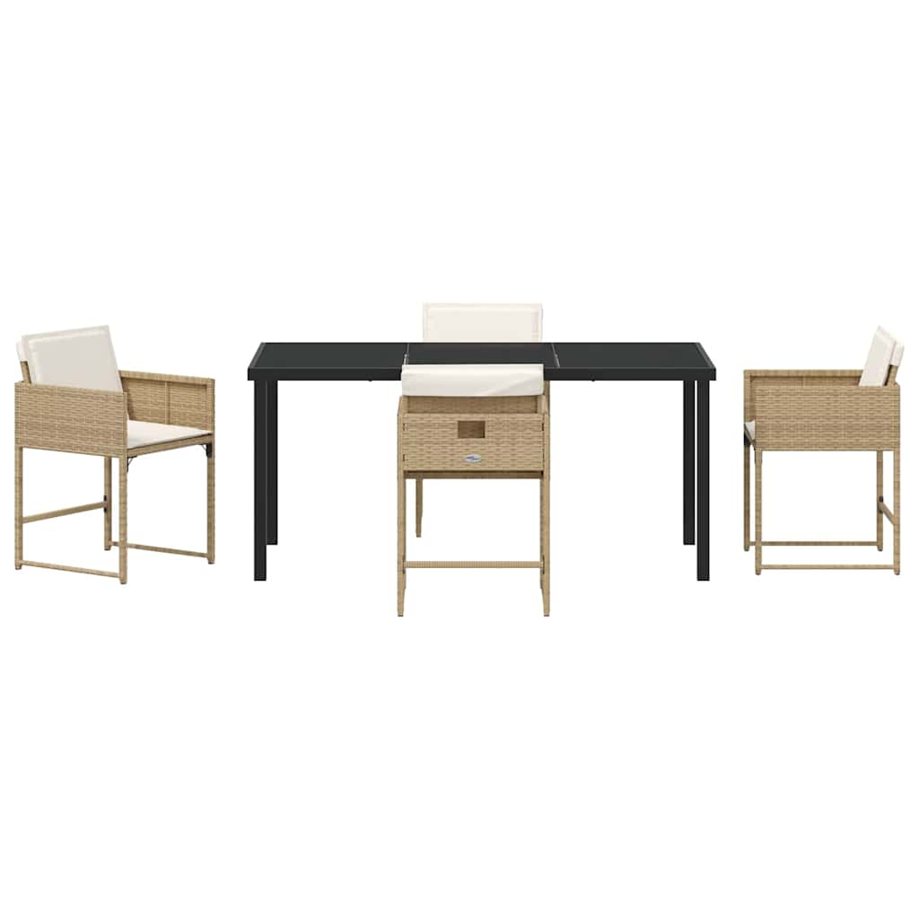 Garten Essgruppe mit Kissen 5 pcs Beige Poly Rattan