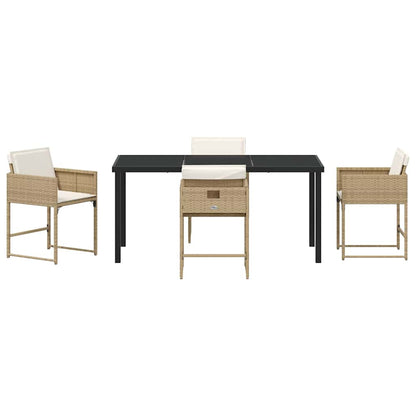 Garten Essgruppe mit Kissen 5 pcs Beige Poly Rattan