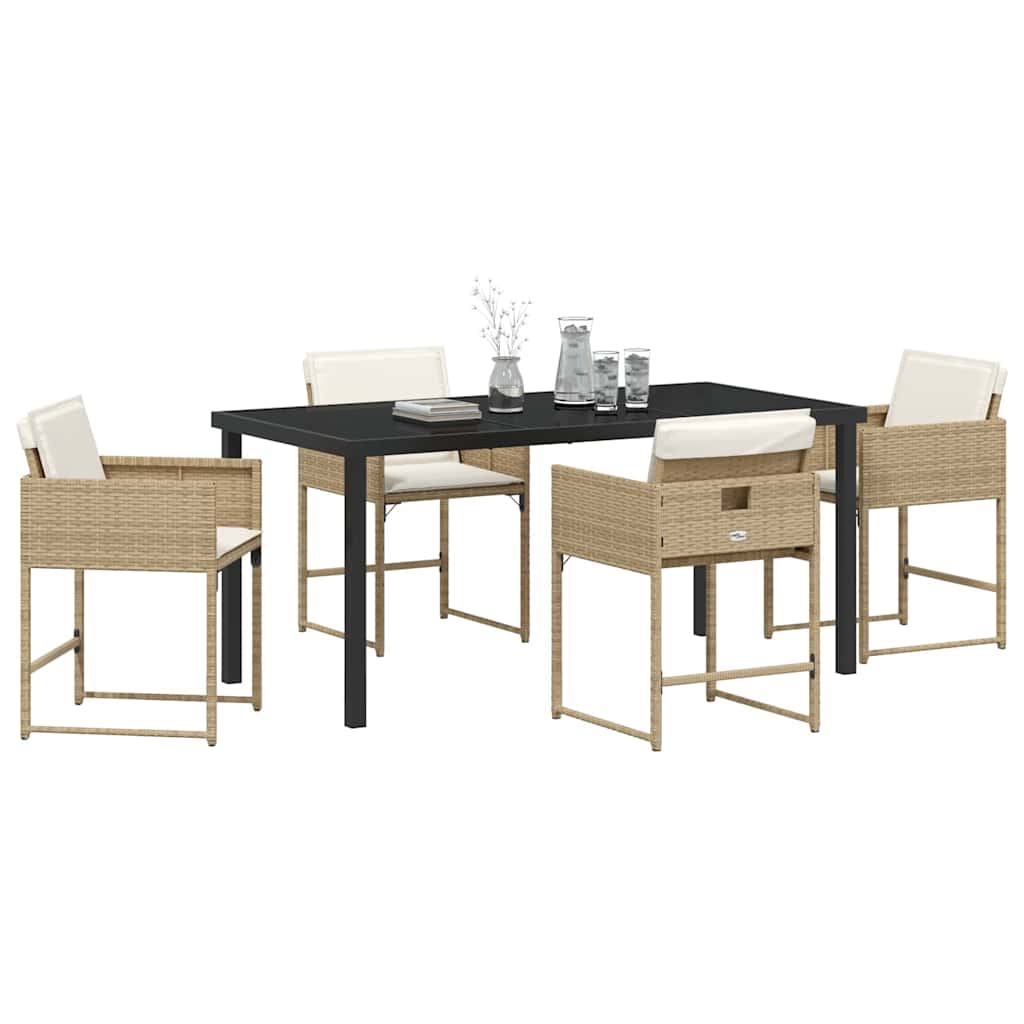Garten Essgruppe mit Kissen 5 pcs Beige Poly Rattan