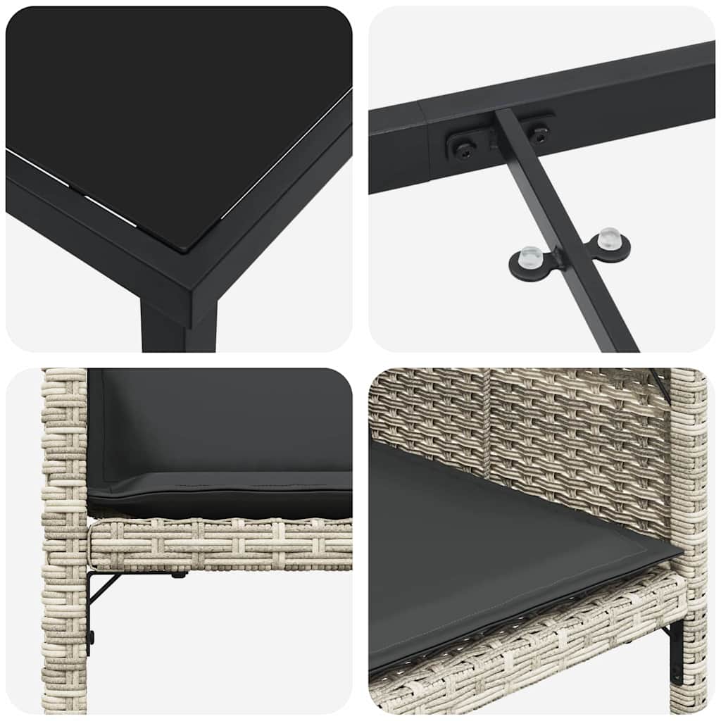 Garten Essgruppe mit Kissen 5 pcs Hellgrau Poly Rattan