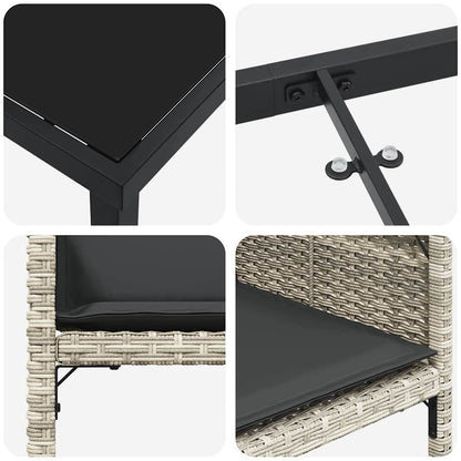 Garten Essgruppe mit Kissen 5 pcs Hellgrau Poly Rattan