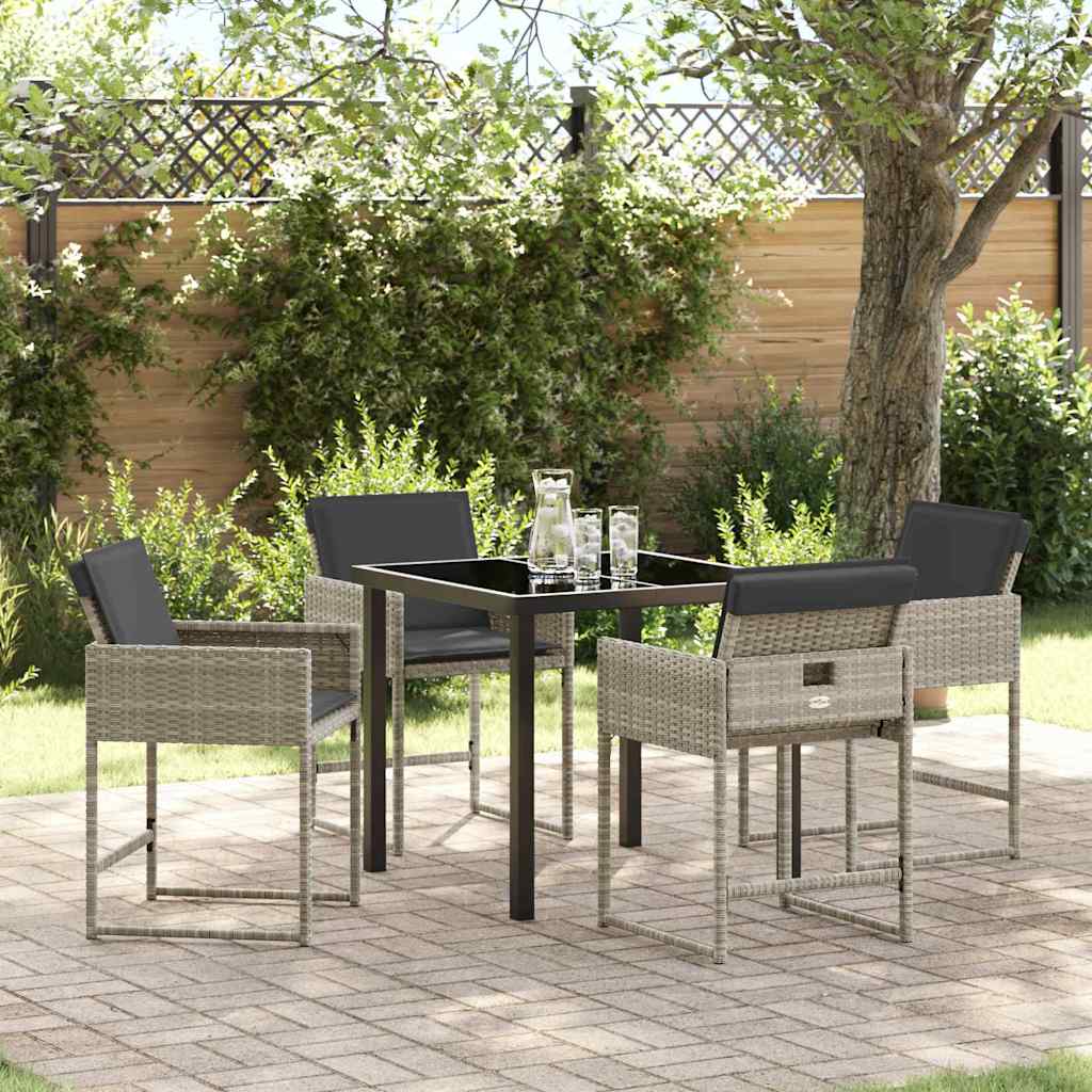 Garten Essgruppe mit Kissen 5 pcs Hellgrau Poly Rattan