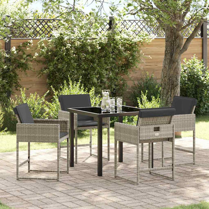 Garten Essgruppe mit Kissen 5 pcs Hellgrau Poly Rattan