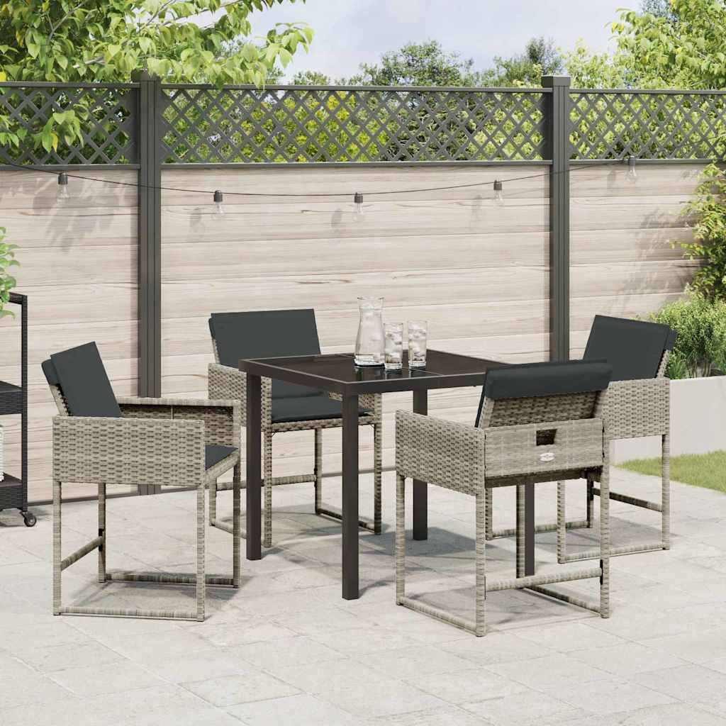 Garten Essgruppe mit Kissen 5 pcs Hellgrau Poly Rattan