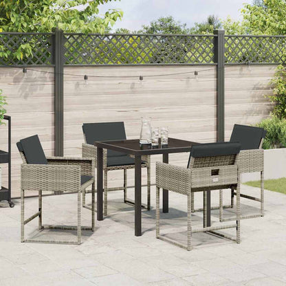 Garten Essgruppe mit Kissen 5 pcs Hellgrau Poly Rattan