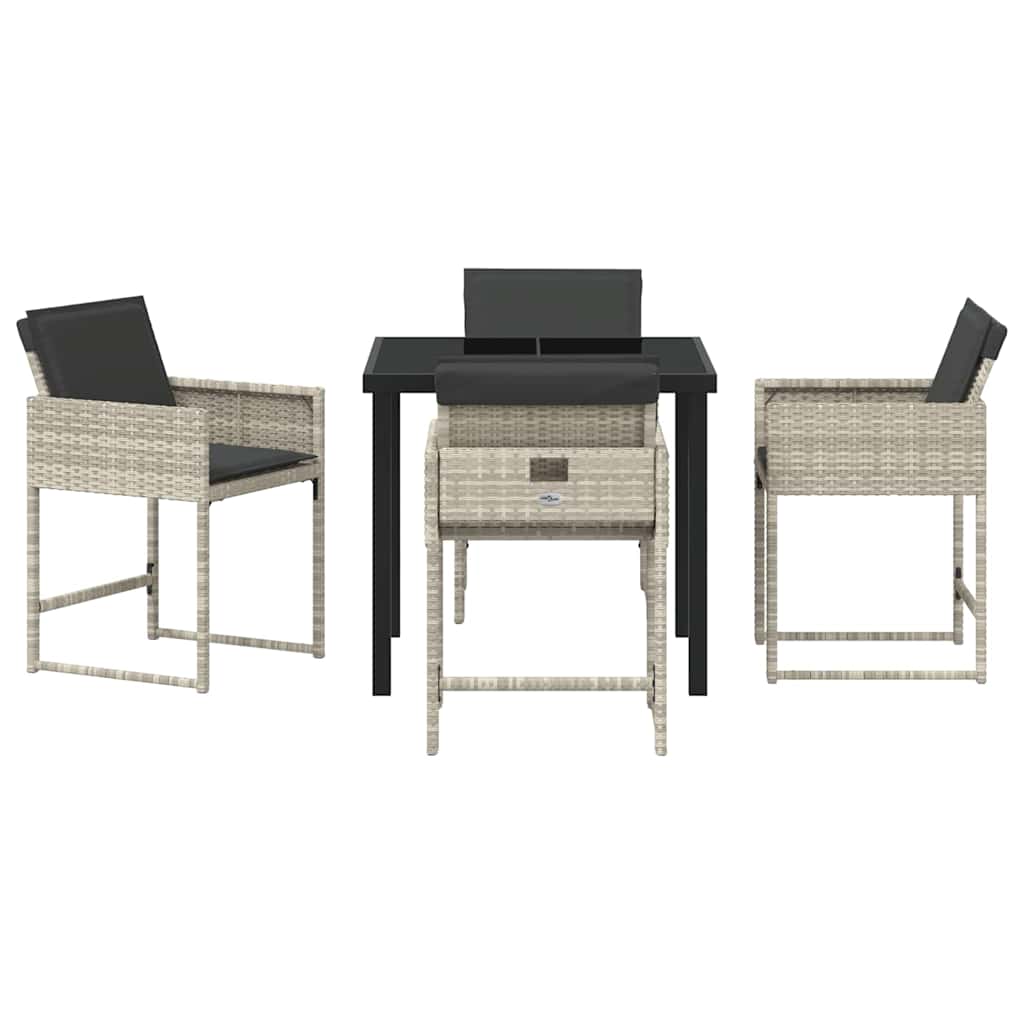 Garten Essgruppe mit Kissen 5 pcs Hellgrau Poly Rattan