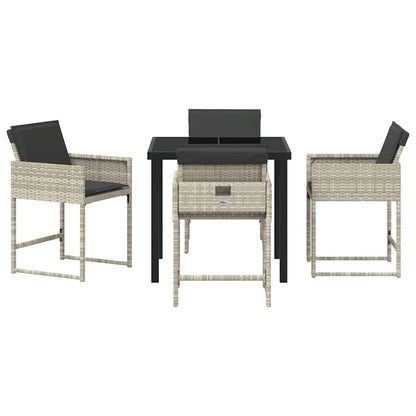 Garten Essgruppe mit Kissen 5 pcs Hellgrau Poly Rattan