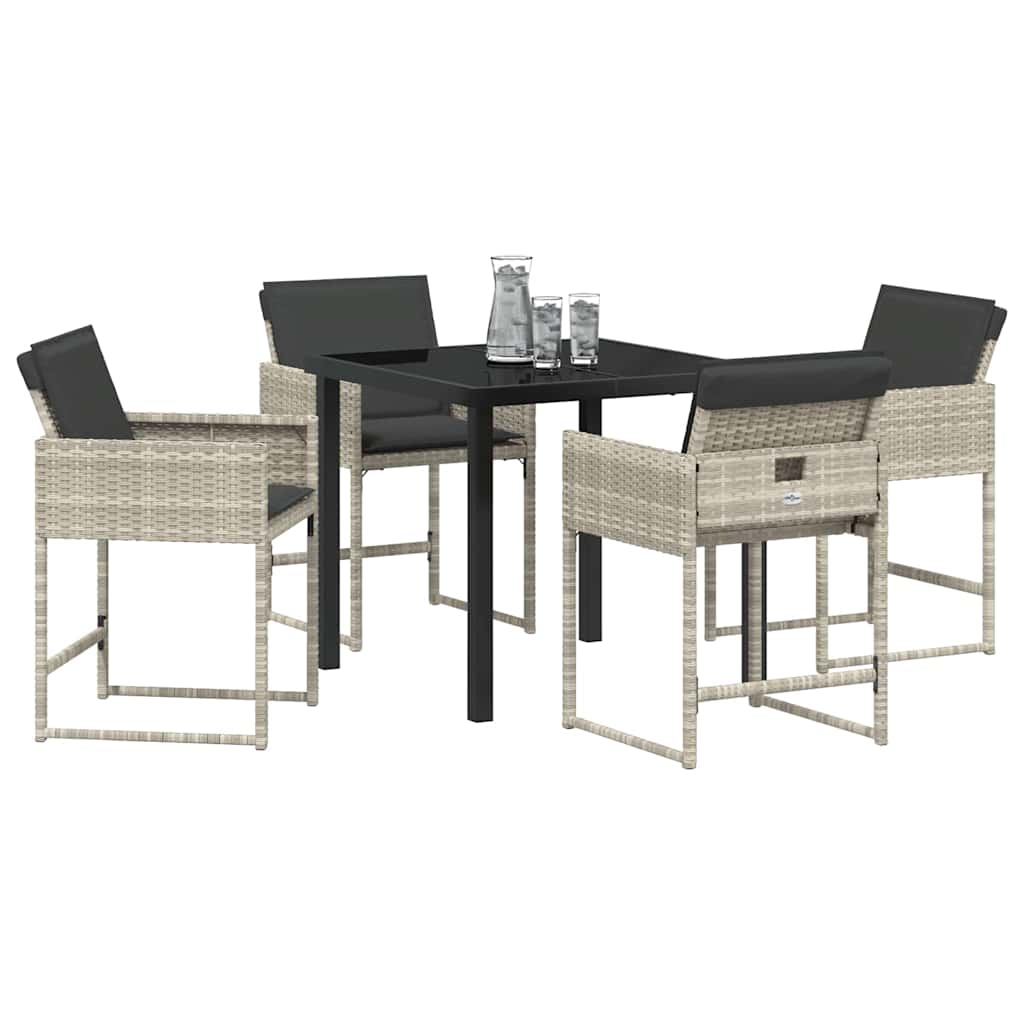 Garten Essgruppe mit Kissen 5 pcs Hellgrau Poly Rattan