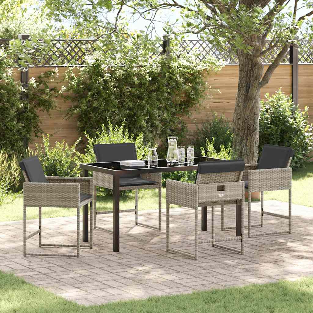 Garten Essgruppe mit Kissen 5 pcs Hellgrau Poly Rattan