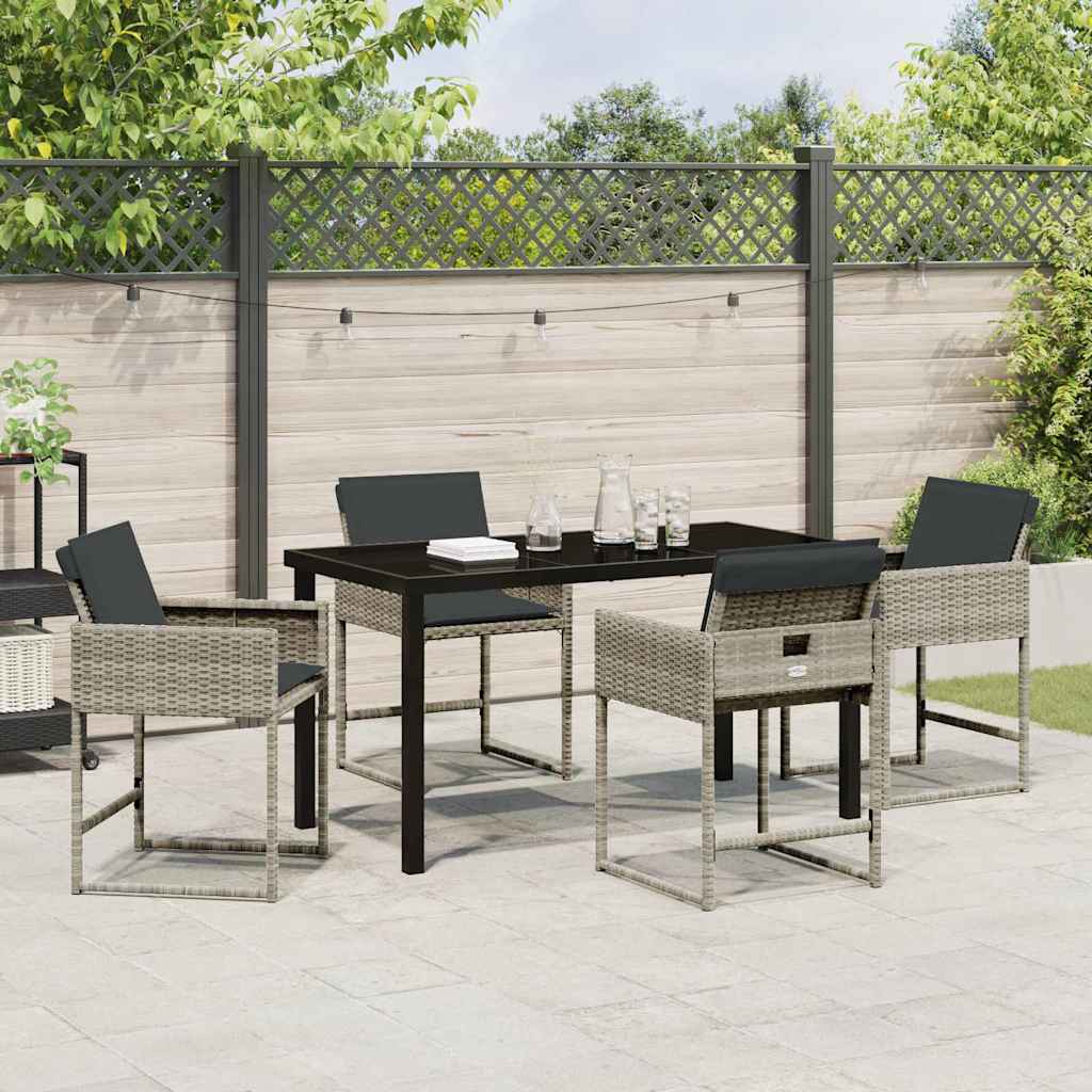 Garten Essgruppe mit Kissen 5 pcs Hellgrau Poly Rattan