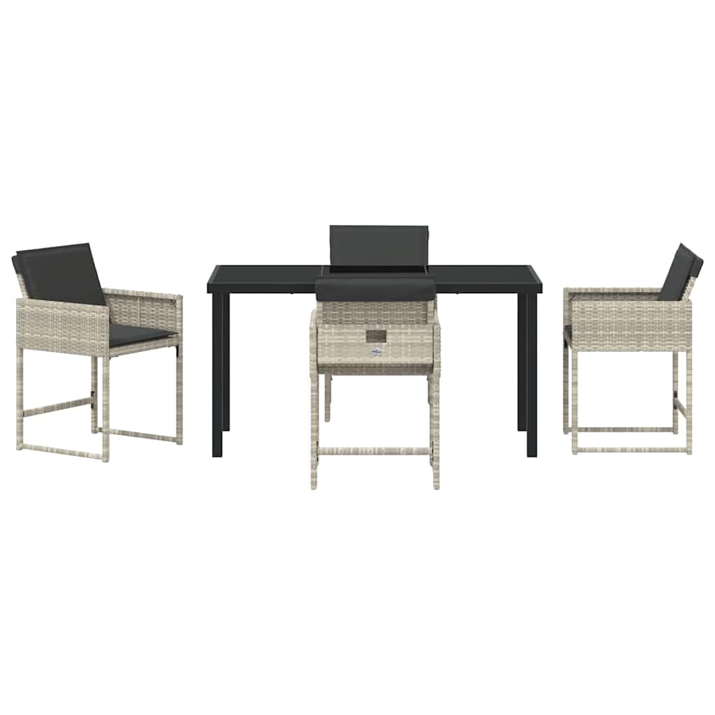 Garten Essgruppe mit Kissen 5 pcs Hellgrau Poly Rattan