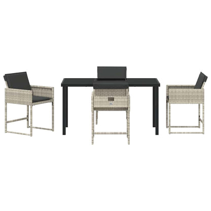 Garten Essgruppe mit Kissen 5 pcs Hellgrau Poly Rattan