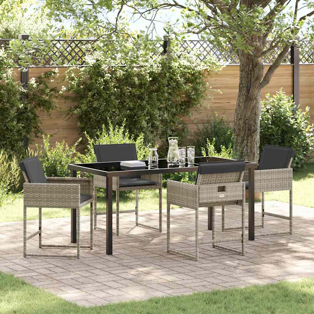 Garten Essgruppe mit Kissen 5 pcs Hellgrau Poly Rattan