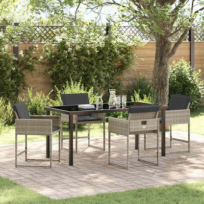 Garten Essgruppe mit Kissen 5 pcs Hellgrau Poly Rattan