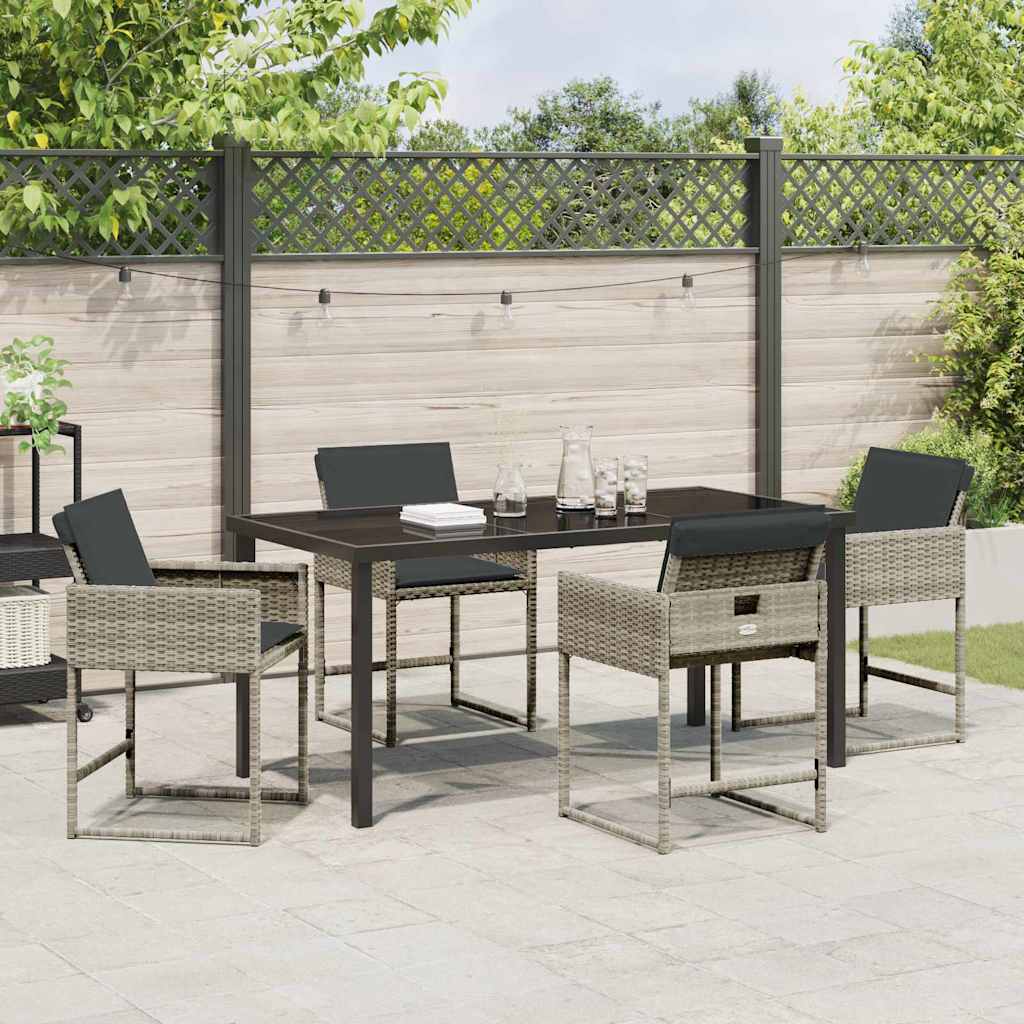 Garten Essgruppe mit Kissen 5 pcs Hellgrau Poly Rattan