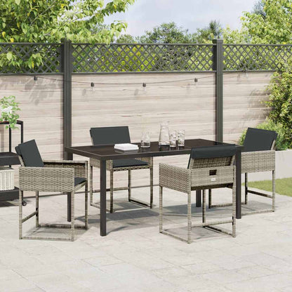Garten Essgruppe mit Kissen 5 pcs Hellgrau Poly Rattan