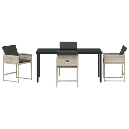 Garten Essgruppe mit Kissen 5 pcs Hellgrau Poly Rattan