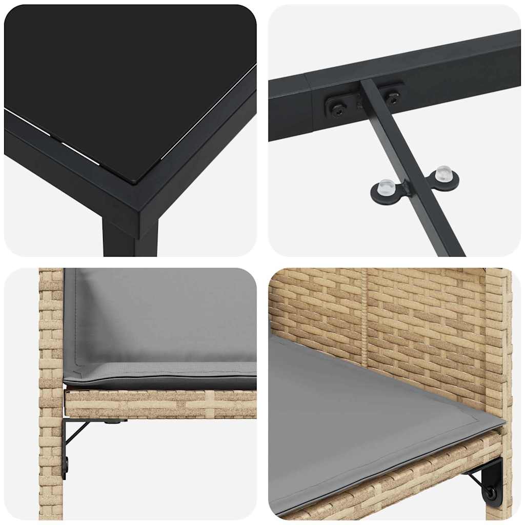 Garten Essgruppe mit Kissen 5 pcs Beige Poly Rattan