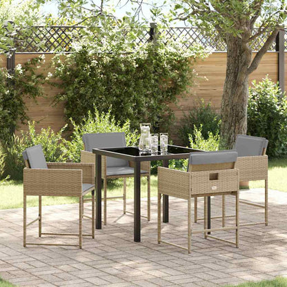 Garten Essgruppe mit Kissen 5 pcs Beige Poly Rattan