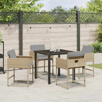 Garten Essgruppe mit Kissen 5 pcs Beige Poly Rattan
